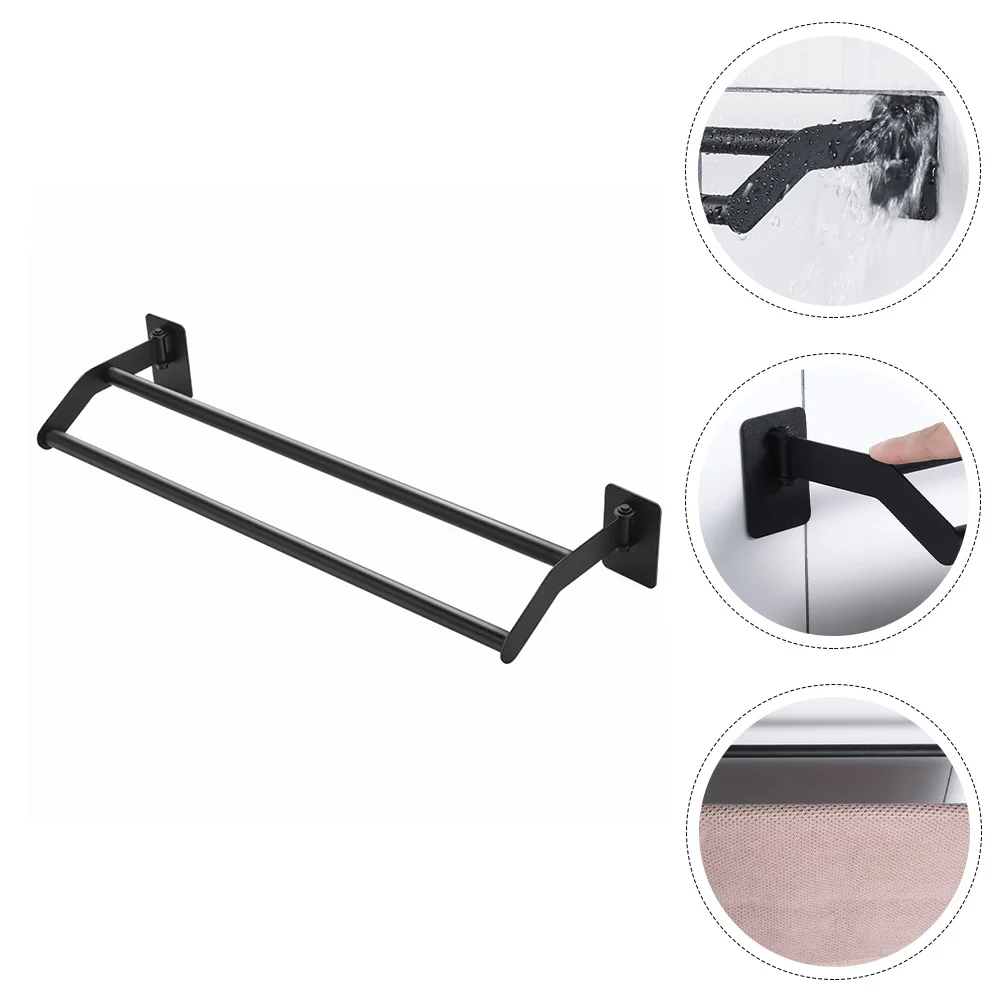 

1 Set of Towel Hanging Rack Wall-mounted Bathroom Towel Rack Towel Shelf (Black)