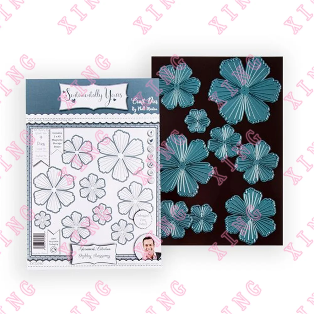 

2022 Newest Shabby Blossoms - 9 Dies Metal Cutting Scrapbook Decoration Embossing Template Diy Greeting Card Craft Reusable Mold