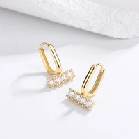 koudoun trendy geometric square hoop earrings for women girl korean fashion jewelry buckle type shiny zirconia jewelry 2022