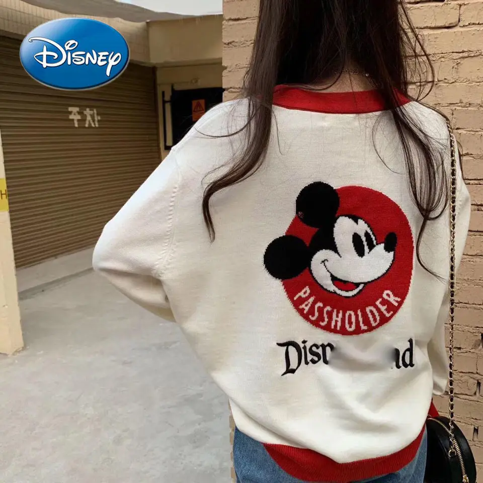 Disney Mickey New Cardigan Women's Knitted Loose Sweater Jacket All-match Top