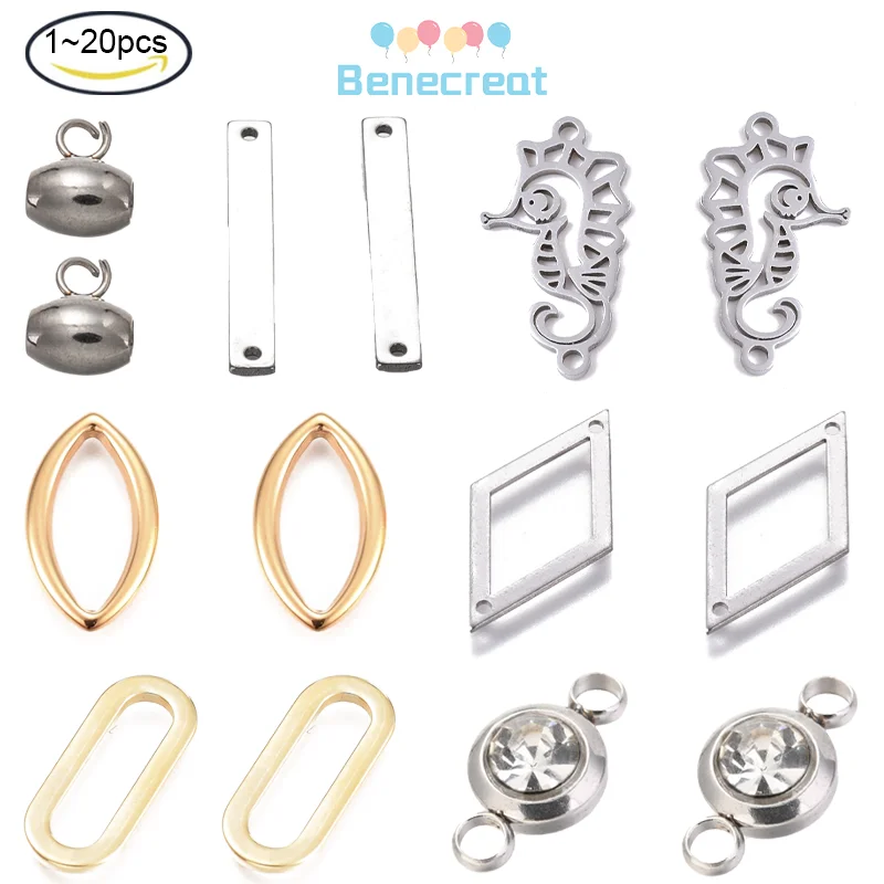 

1-20PC Stainless Steel Rhinestone Links Connectors Flat Round Stainless Steel Color for DIY Necklaces Bracelets Jewelry Making