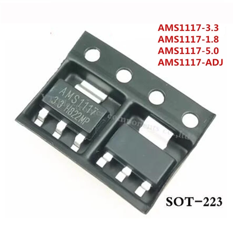 Микросхема AMS1117-1 8 AMS1117-3 3 AMS1117-5 0 AMS1117-ADJ SOT223 10 шт |