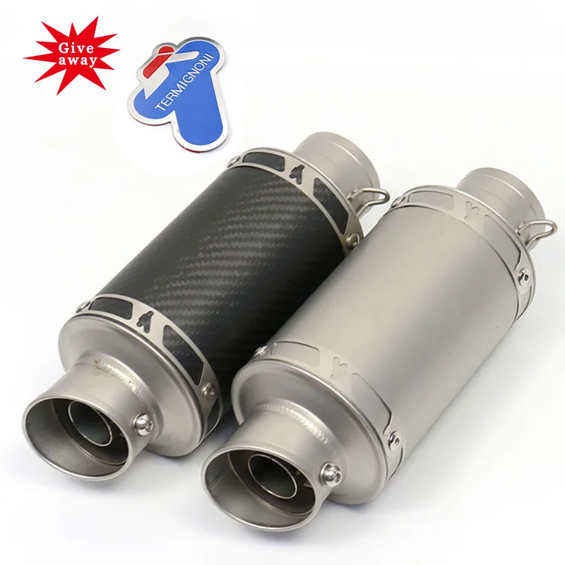 

51mm Motorcycle Termignoni Exhaust Modified Carbon Fiber Steel Motocross Muffler Fz6 Cbr250 Cb600 Mt07 Atv Mud Bike Accessories