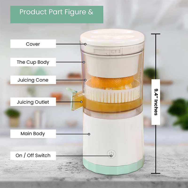 

Электрическая соковыжималка, портативная кухонная автоматическая соковыжималка для Сока Цитрусовых и апельсинов, для лимона, для дома и оф...