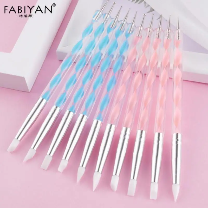 

5pcs Double Head Nail Brush Diamond Silicon Gum Nail Carving Hollow Lava Pen Flower Pen Phototherapy Gel Pen Light Therapy Brush
