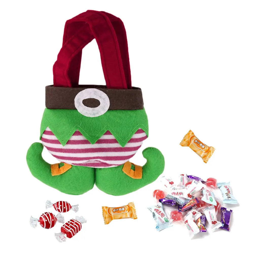 

Green & Red Fancy Santas Pants/Candy Elves Christmas Gift Bag Small Sack Stocking Filler Christmas Decoration