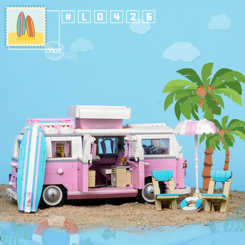 

Новинка 2200 шт. техническая модель автомобиля T1 T2 для кемпера строительные блоки детали для самостоятельной сборки подходит для 10279 детских ...