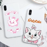 cute marie cat phone case for iphone 13 12 11 pro max mini xs 8 7 6 6s plus x se 2020 xr candy white silicone cover