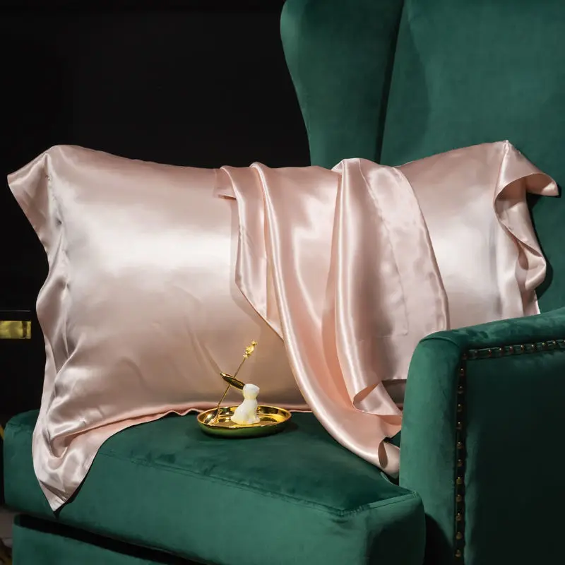 

48cm*74cm Silk Pillowcase Solid Color Single Pack Summer Simple Pillow Cover Ice Silk Pillow Cover Single Pillow Leather Adult
