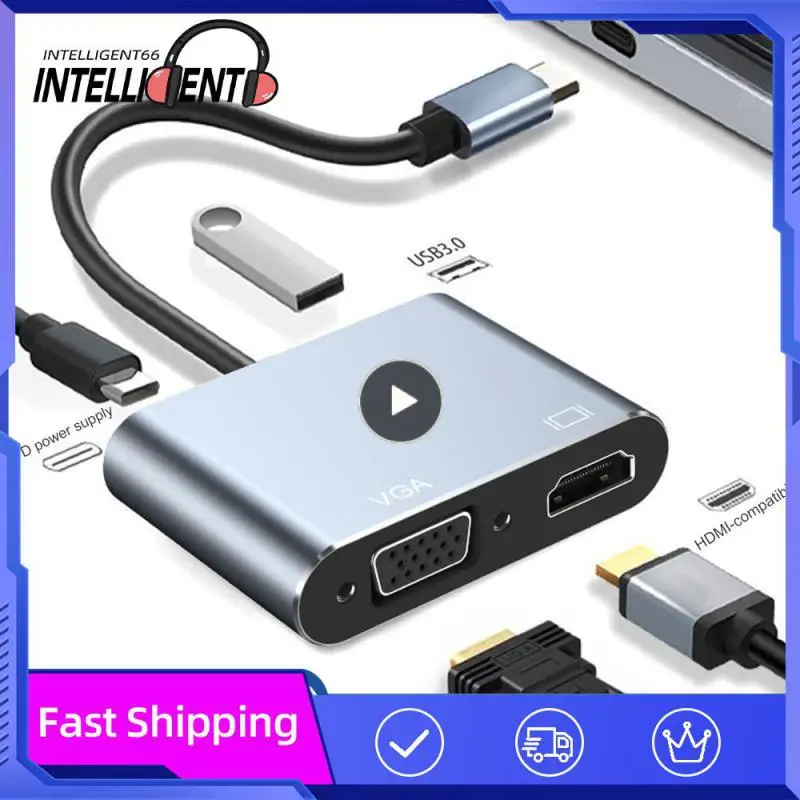 

Hot Vga Pd Adapter Expansion Dock Usb-c To 4k HDMI-compatible Docking Station 4 In 1 Usb Splitter Type-c Hub Mini And Portable