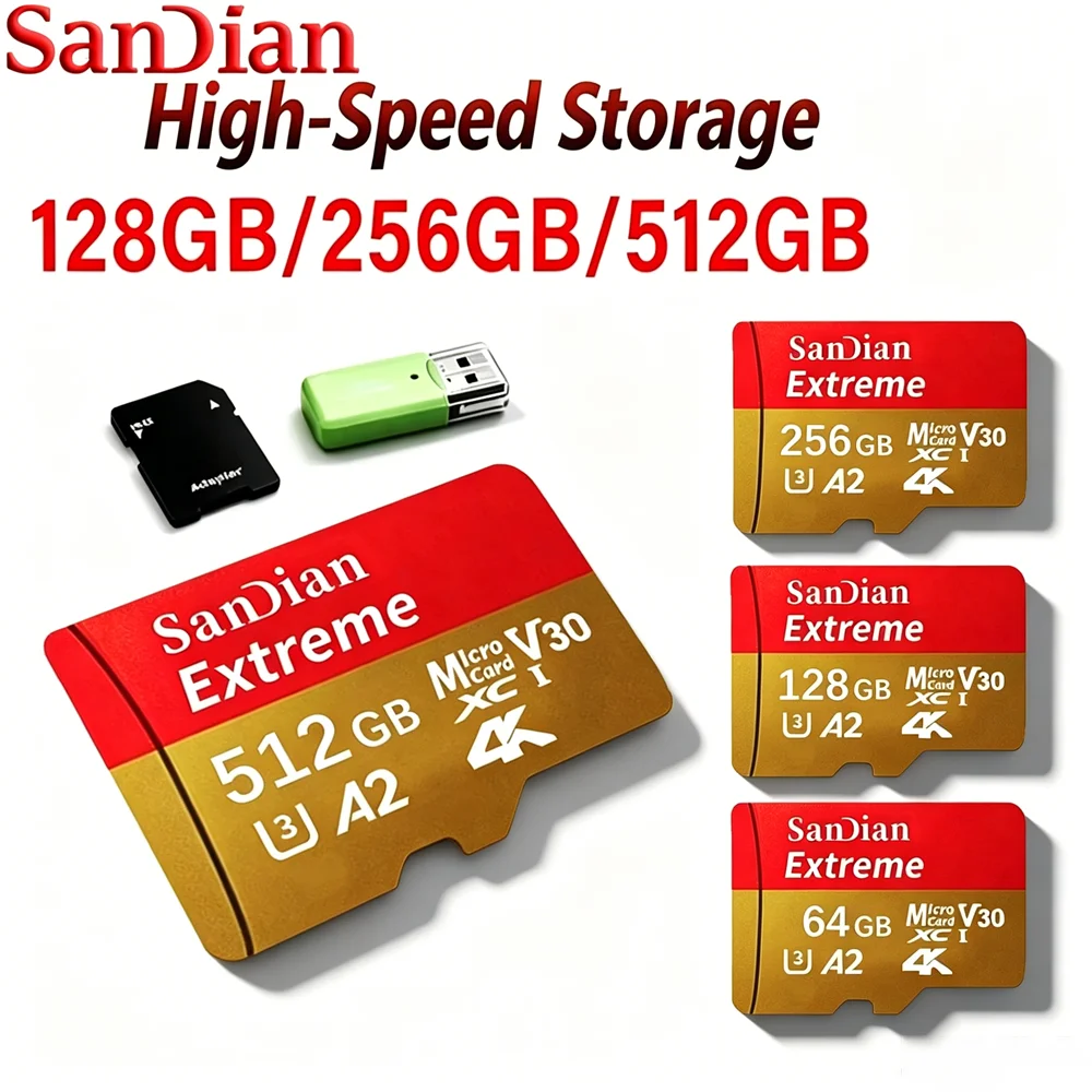 Фото Карта памяти Micro TF SD 64GB 128GB 512GB U3 V30 A2 высокой скорости, высшего качества для игровой консоли Nintendo Switch Lite, расширенная версия №1
