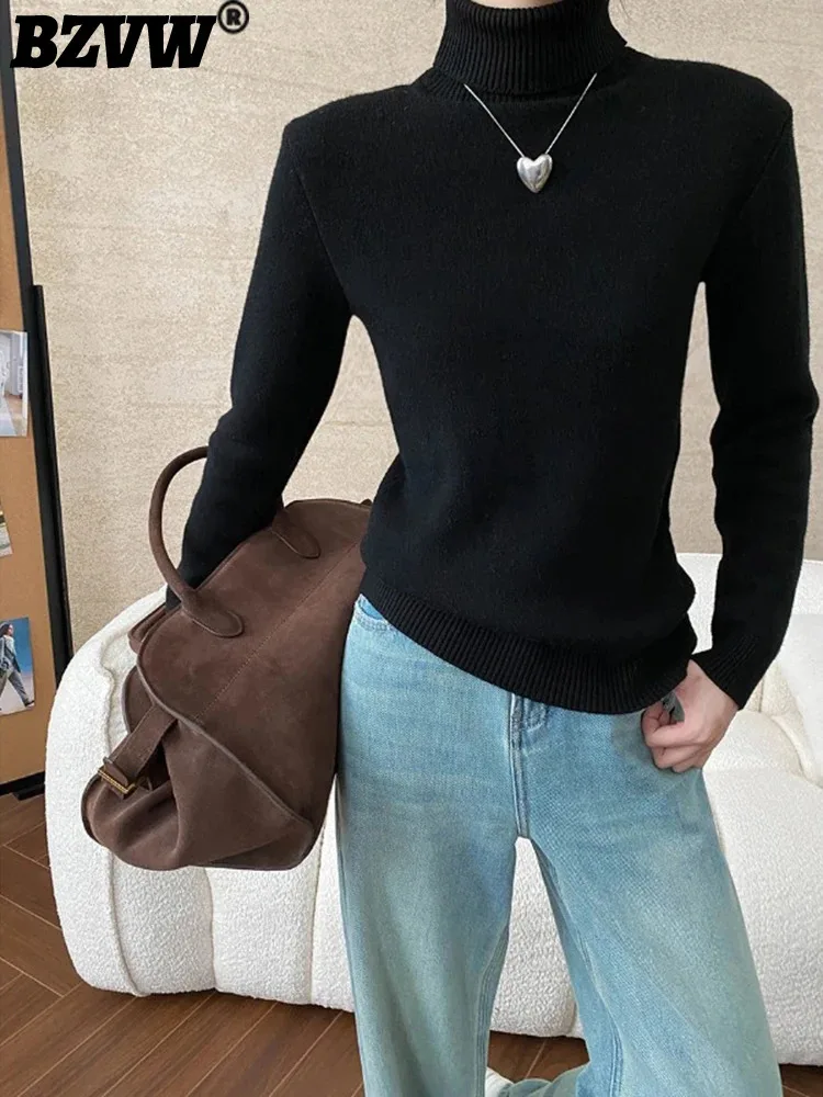 BZVW модный вязаный пуловер в стиле минимализм женский зимний 2024 новая водолазка с