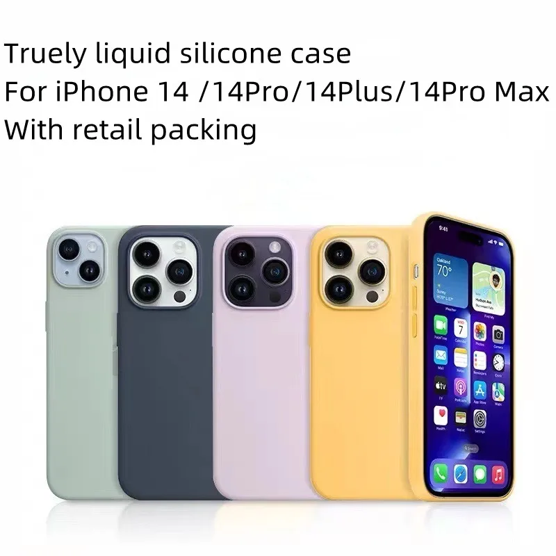 

Original Liquid Silicone Case For iPhone 14 Pro Max 14Plus Magnetic For Magsafe Wireless Charger+Retail Packing Box Logo on