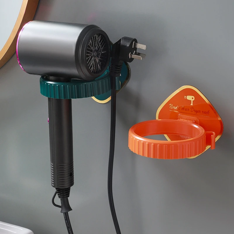 

1 Pc Creative Wall Mounted Hair Dryer Holder Bathroom Hairdryer Storage Rack Non-slip Hair Dryer Cable Holder new