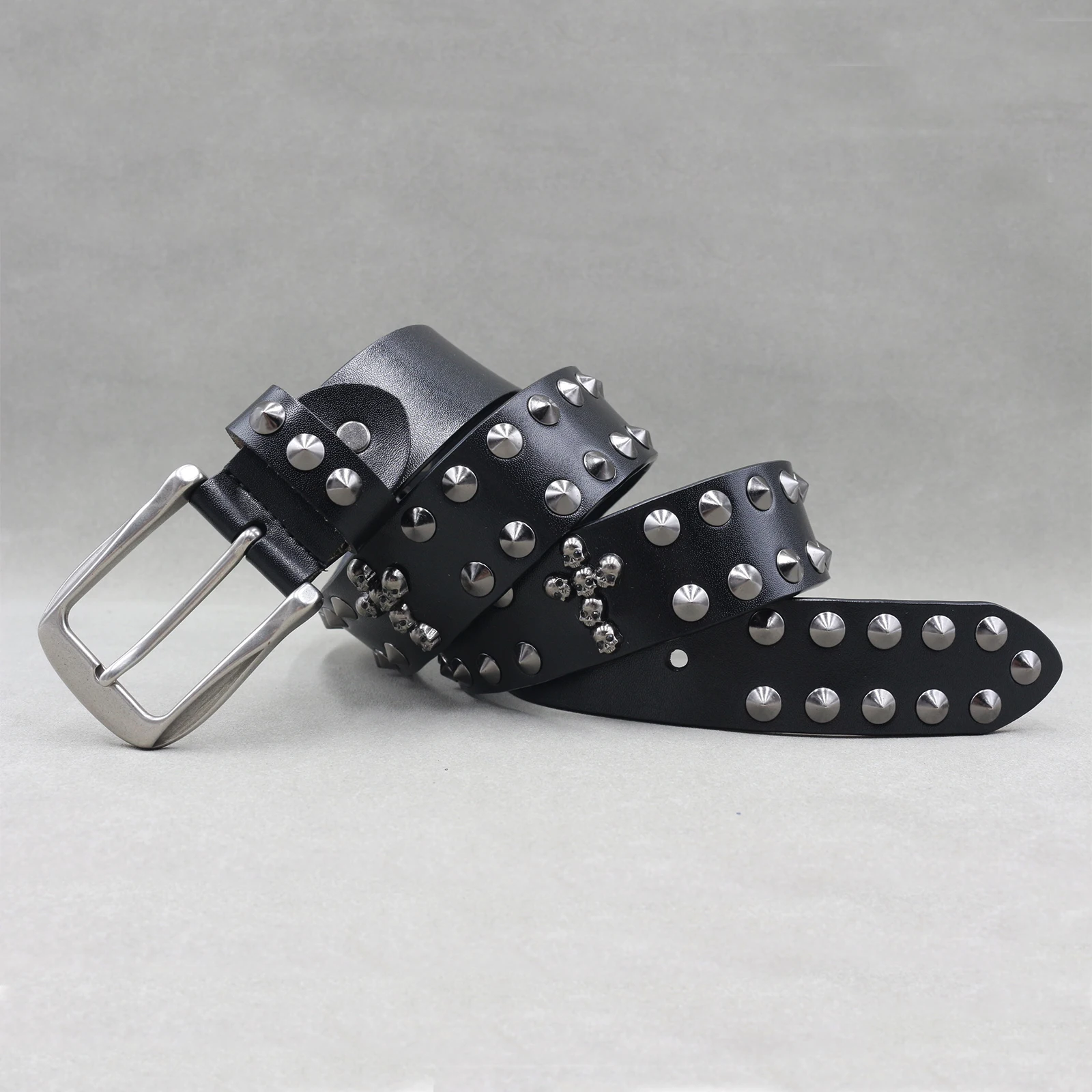 z naturalnej skóry dla mężczyzn i kobiet w stylu retro unisex krzyżową klamrą czaszki miłośników dżinsów Rock/Hip-Hop/P...