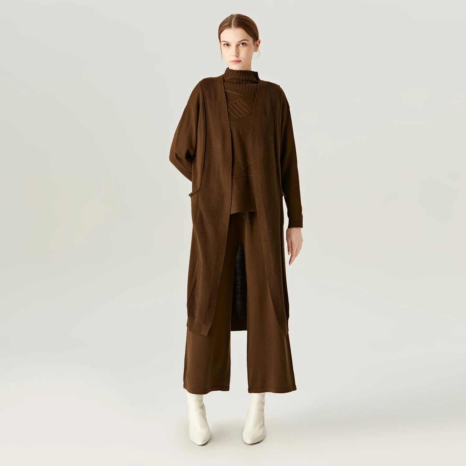 

Новинка Осень-зима 2022, модный длинный вязаный женский кардиган Yuanbao с разрезом и иглами, свитер, пальто