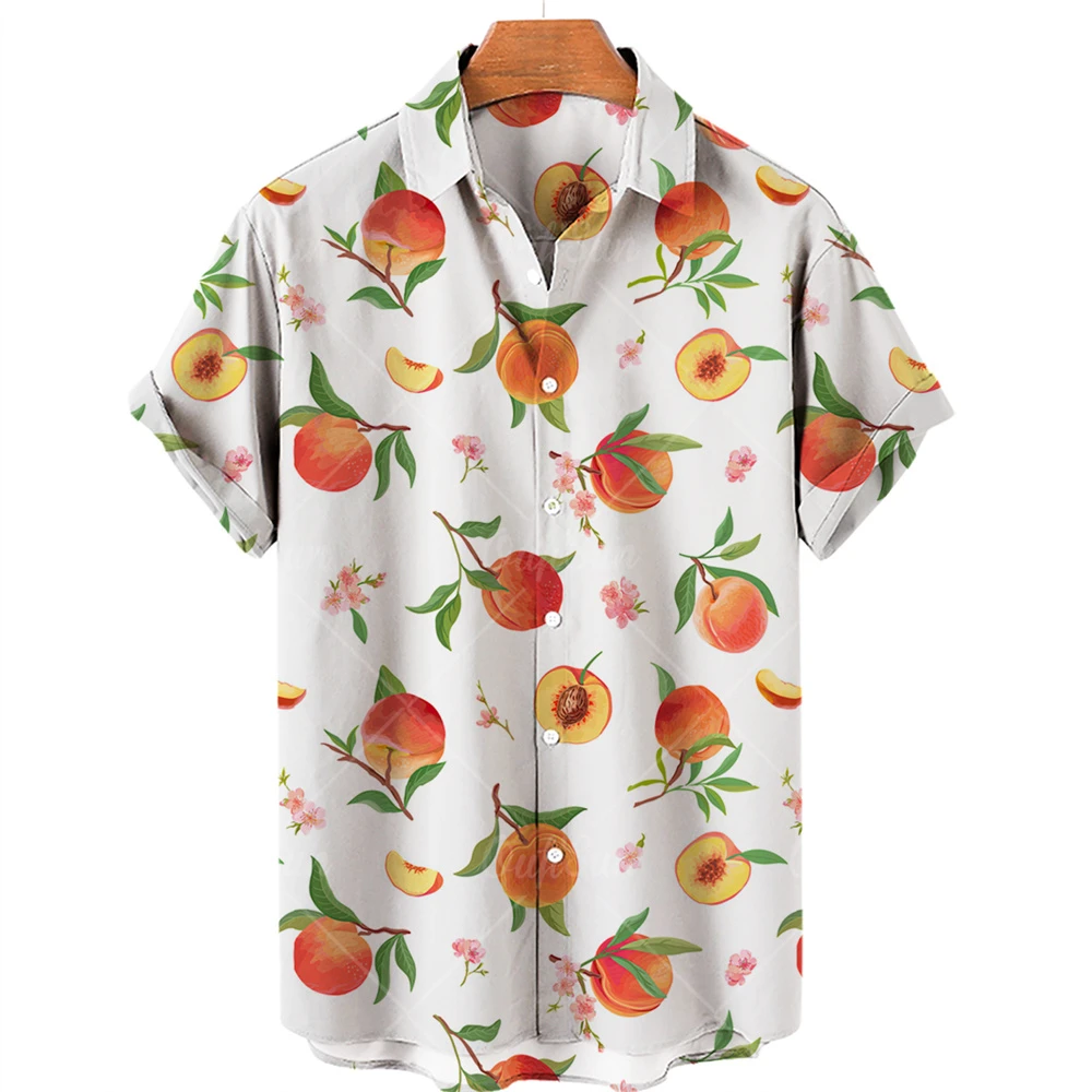 Гавайская рубашка мужская летняя пляжная Повседневная с принтом фруктов и