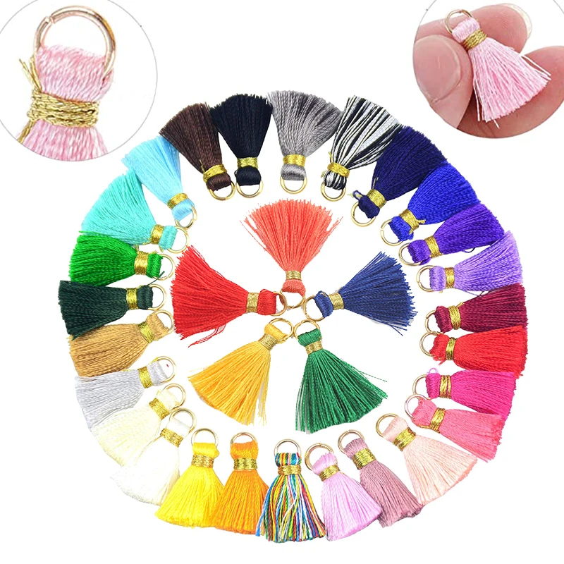 

10 шт., 2,5 см, отделка из полиэстера, бахрома, кисточка, шторы, аксессуары «сделай сам», брелок, искусственная кисточка для изготовления ювелир...