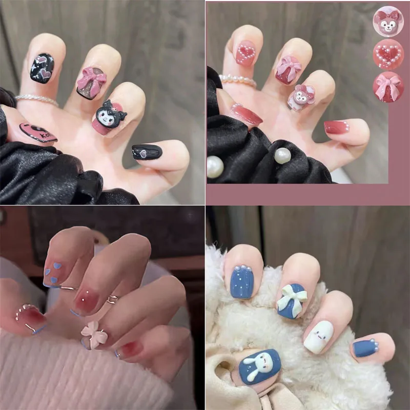 

Мультяшная девушка сердце Сделай Сам Sanrioed Kuromi наклейка для ногтей Kawaii Devil Kuromi Съемная ручная работа наклейка для ногтей подруга праздничный...