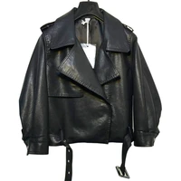 loose faux leather jacket coat new fashion motorcycle jacket pu leather short bomber jacket 2021 autumn and winter clothes