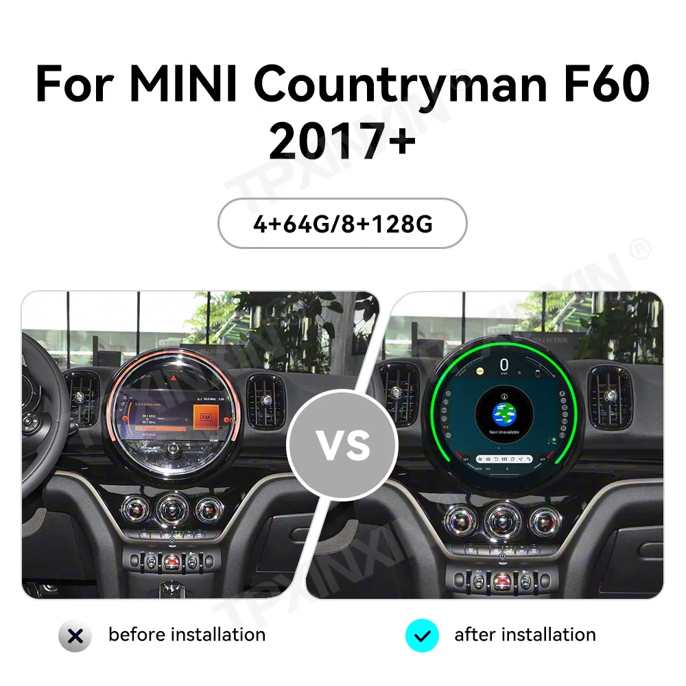 Фото Для MINI Countryman F60 2017-2025: Автомагнитола Android с GPS-навигацией, Carplay, видеорегистратором, 11.9-дюймовым экраном и процессором Qualcomm DSP №2