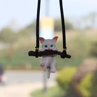 car pendant cute anime little cat hanging auto rearview mirror ornaments swing kitten interior decoration accessories girls gift