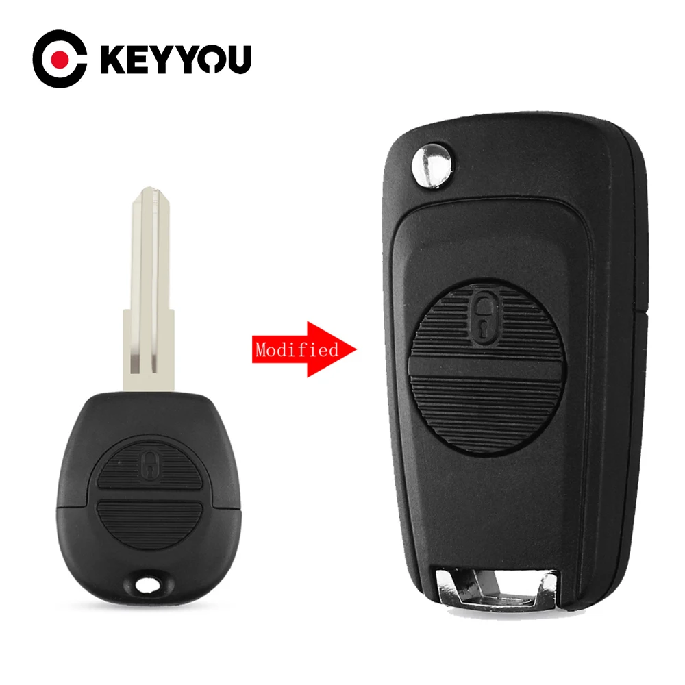 

KEYYOU For Nissan Micra Almera Primera X-Trail 2 Buttons Remote Flip Fob Fold Car Key Shell Cover Case Styling Uncut Blade