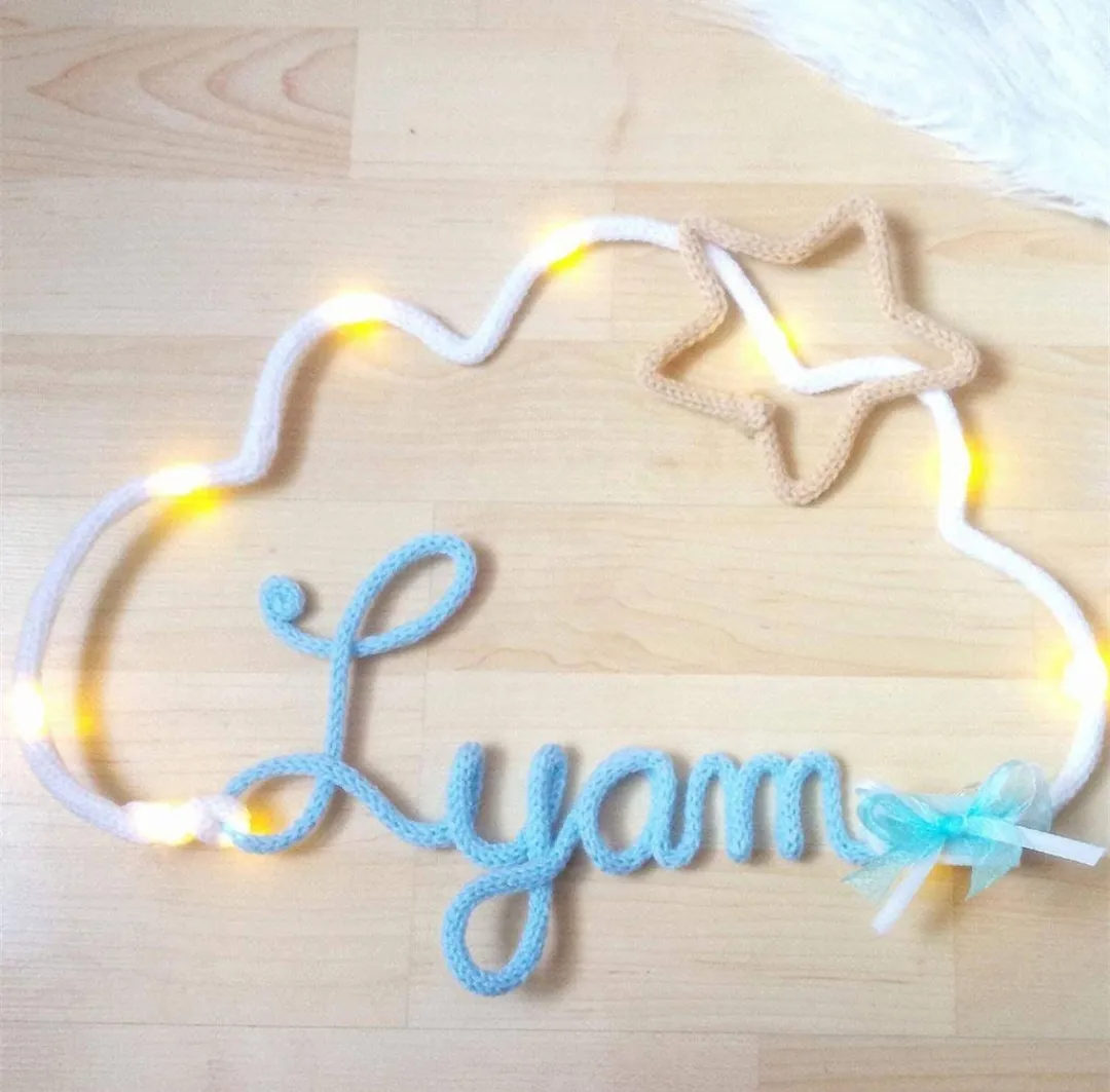 

Knitting Name, Personalized Name Baby Room Decoration, Custom Baby Gift Birth Gift, Christmas Gift