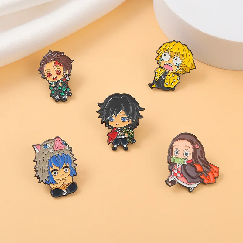 

Demon Slayer Enamel Pins Anime Kamado Tanjirou Hashibira Inosuke Cartoon Brooches Accessories Backpack Badge Jewelry Gift Friend