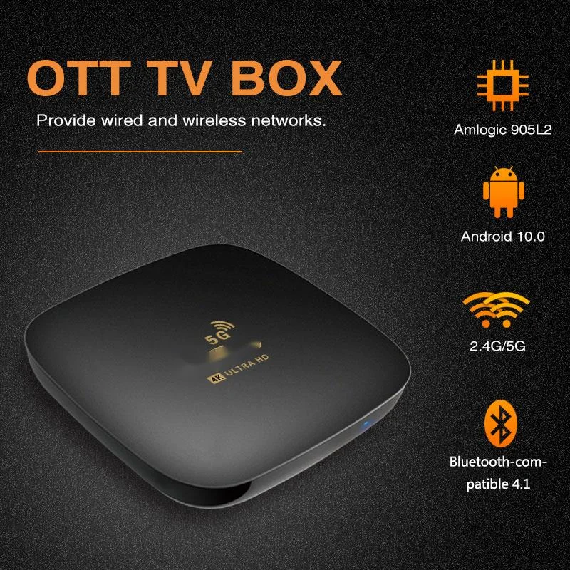 

ТВ-приставка Android 2,4 1080 ГГц/5 ГГц двухдиапазонный WiFi S905 4K 3D Bluetooth-совместимый приемник P телеприставка