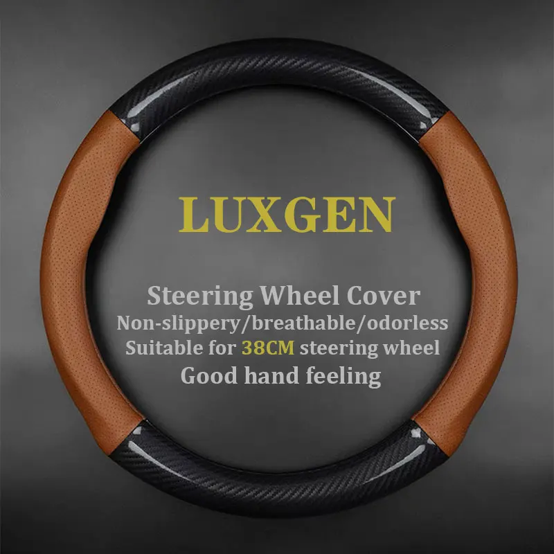 

No Smell Thin For LUXGEN Steering Wheel Cover Genuine Leather Carbon Fiber Fit Master CEO U5 U7 U6 Turbo URX S5 Neora