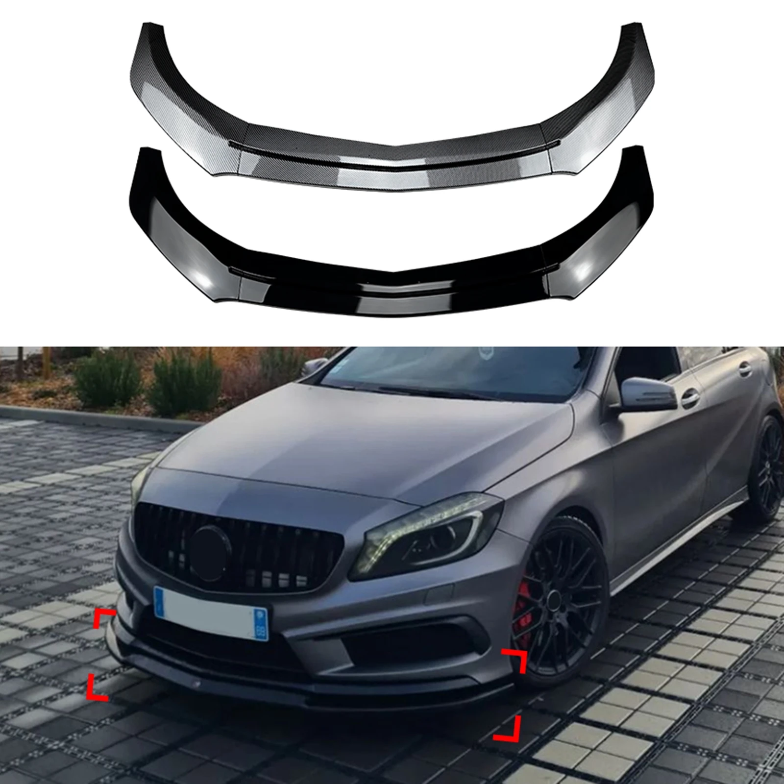 

Car Front Bumper Spoiler Lip Lower Splitter Blade For Mercedes Benz A Class W176 A200 A260 A45 AMG Hatchback 2013-2018