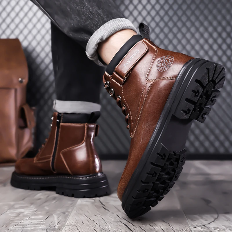 Мужские зимние ботинки из натуральной кожи