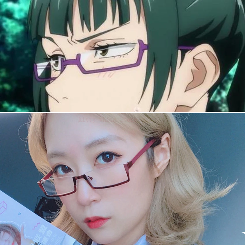 

Jujutsu Kaisen Maki Zenin Cosplay Glasses Purple Half Frame Eyeglasses With Lens Anime Costume Props Accessories