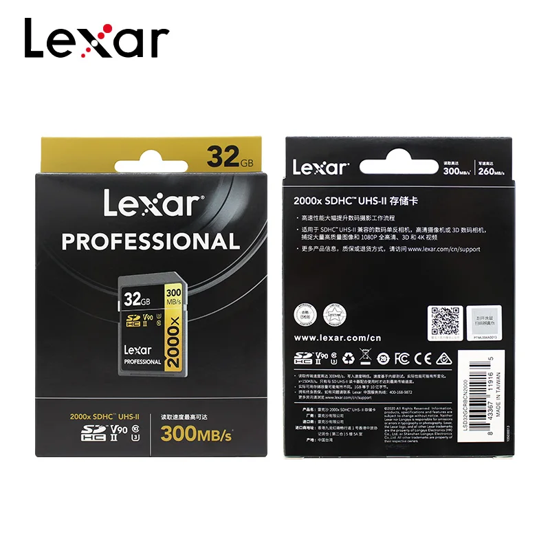 Оригинальная профессиональная SD-карта Lexar 2000x C10 UHS-II U3 V90 SDHC 32 Гб SDXC 64 128 ГБ 256 карта
