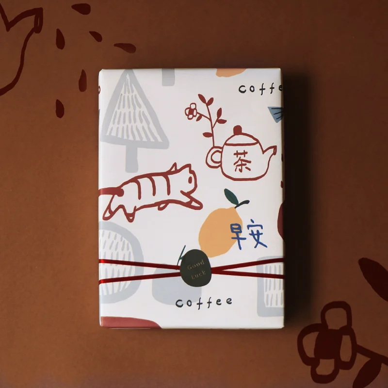 

Christmas Gift Packaging Paper Cute Cat Greeting Illustration Birthday Gift Wrapping Paper