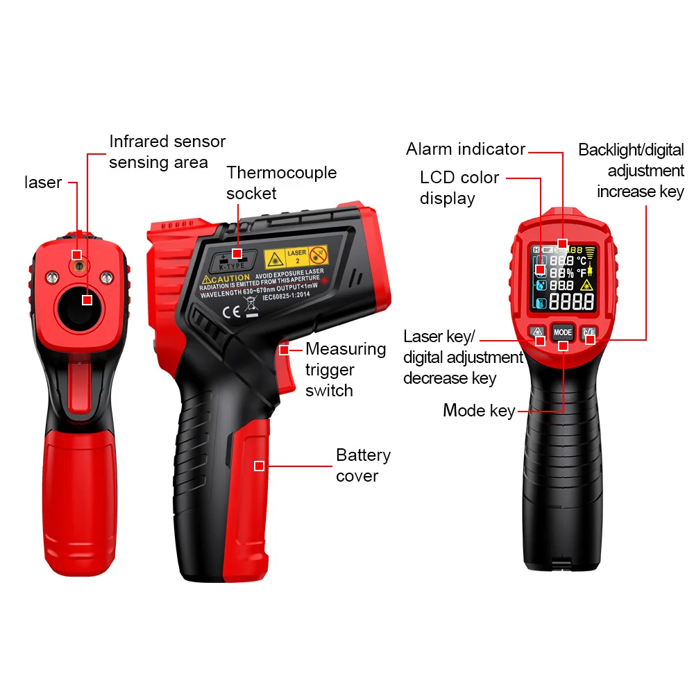 Бесконтактный инфракрасный термометр портативный цифровой наружный
