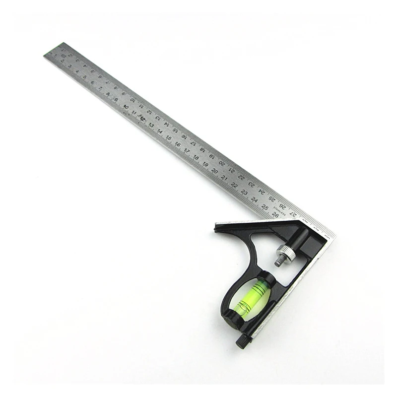 

300Mm Adjustable Combination Square Angle Ruler 45 / 90 Degree With Bubble Level Multifunctional Gauge Measuring Tools Hot