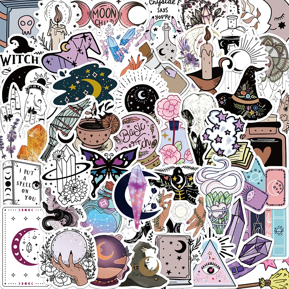

10/25/50PCS Bohe Witchy Apothecary Graffiti Sticker Witch Sticker Astrology Tarot Goth Waterproof Toy Decals for Kid Girl Gift