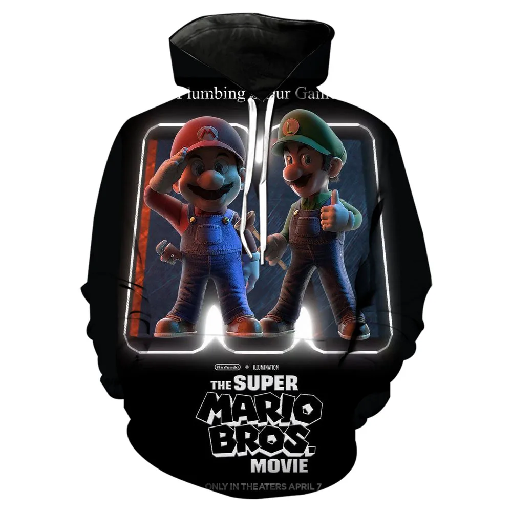 

Толстовка с капюшоном для мальчиков с мультипликационным принтом Марио детский топ с 3D принтом Осень-Зима Детская толстовка с капюшоном в стиле супер Марио 2023