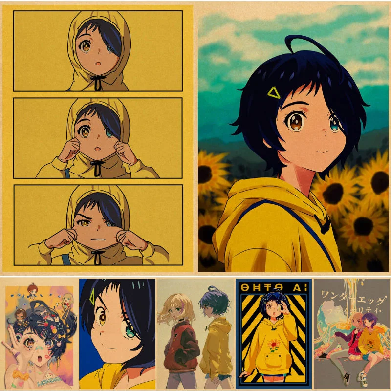 

Настенные плакаты Wonder Egg с приоритетом, художественные картины на стену, настенные плакаты, домашний декор, для спальни, аниме, винтажные бум...