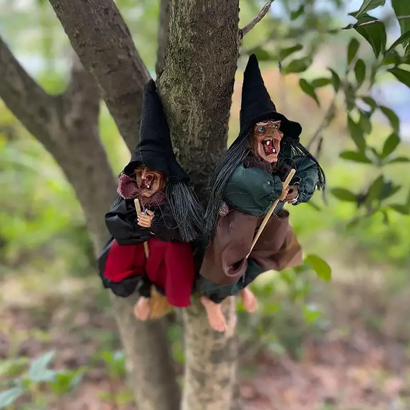 

Halloween Witch Pendant Creepy Hangings with Glowing Eyes and Sound Activation Function Scary Halloween decoration gifts