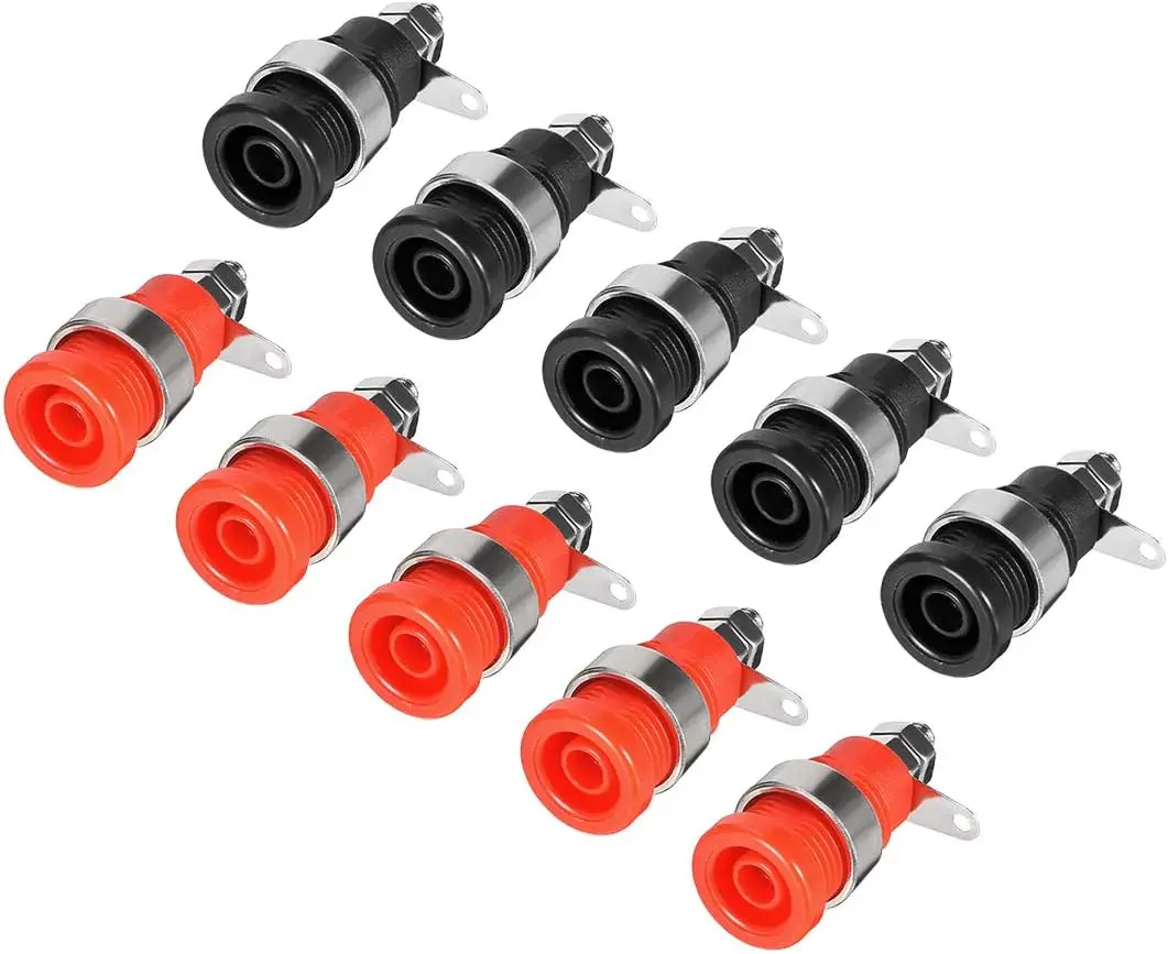 

Tcenofoxy Banana Jack 5 Pairs Binding Post Terminal, M4 Thread Power Amplifier Speaker Connector, 1.22-inch Length
