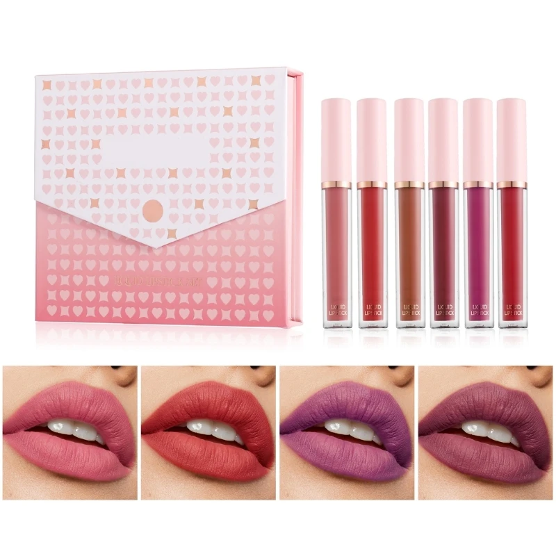 6 цветов матовая жидкая помада увлажняющие и водостойкие пигментированные