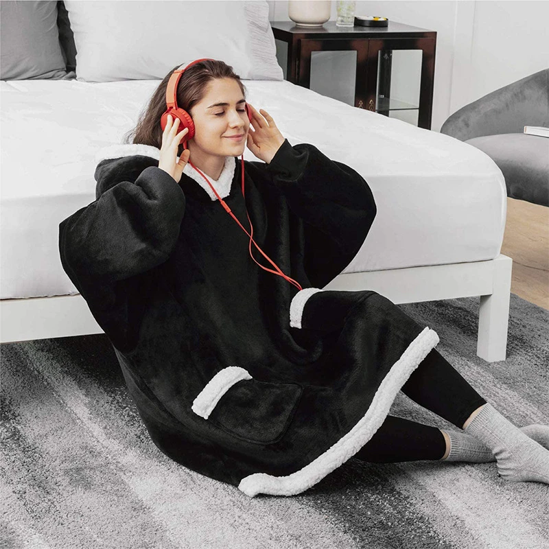Long Flannel Blanket with Sleeves Winter Pullover Sweat Giant Blanket Hoodie Sudaderas Oversized Hoodies Sweatshirt Women Men