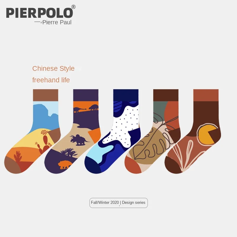 5 pairs / men's socks pure cotton medium socks summer multicolor breathable business men's socks men's deodorant socks