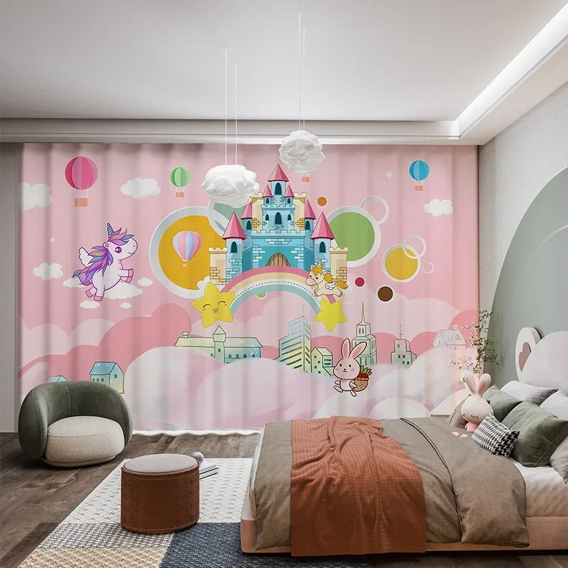 Современный мультяшный замок единорог воздушный шар розовая принцесса Радужный