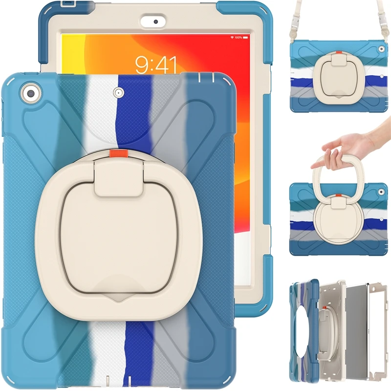 

For iPad 9.7" 2017 2018/Pro 9.7/Air 2 /10.2" 2019 2020 New Tablet Cover Kids Safe Shockproof Heavy Duty Hand-Held Silicone Case