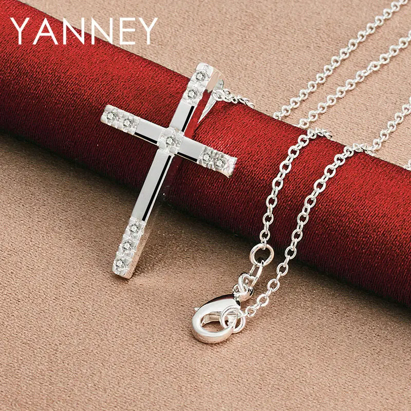 Женское и мужское ожерелье из серебра 925 пробы с фианитами класса ААА 16-30 дюймов