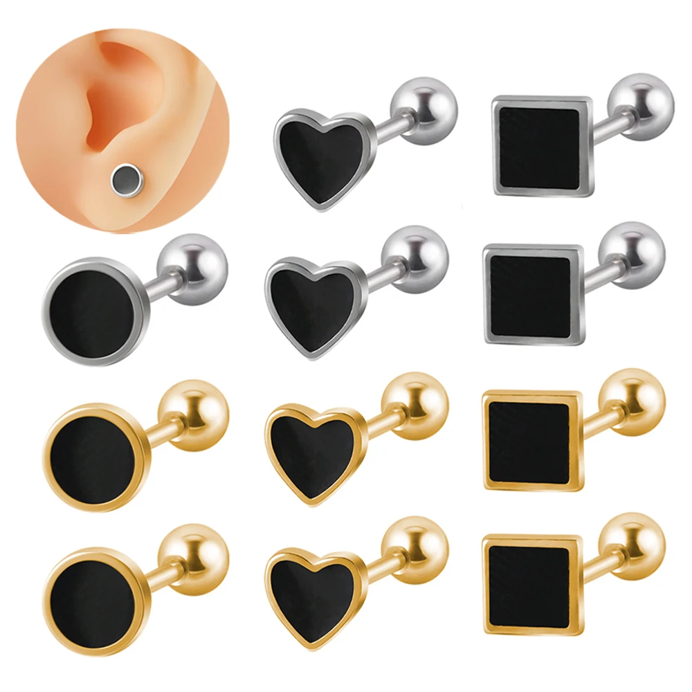 

1Pair 361L Surgical Steel Punk Ear Cartilage Tragus Helix Piercing Jewelry Heart Fake Cheater Plugs 16g Fashion Piercing Jewelry